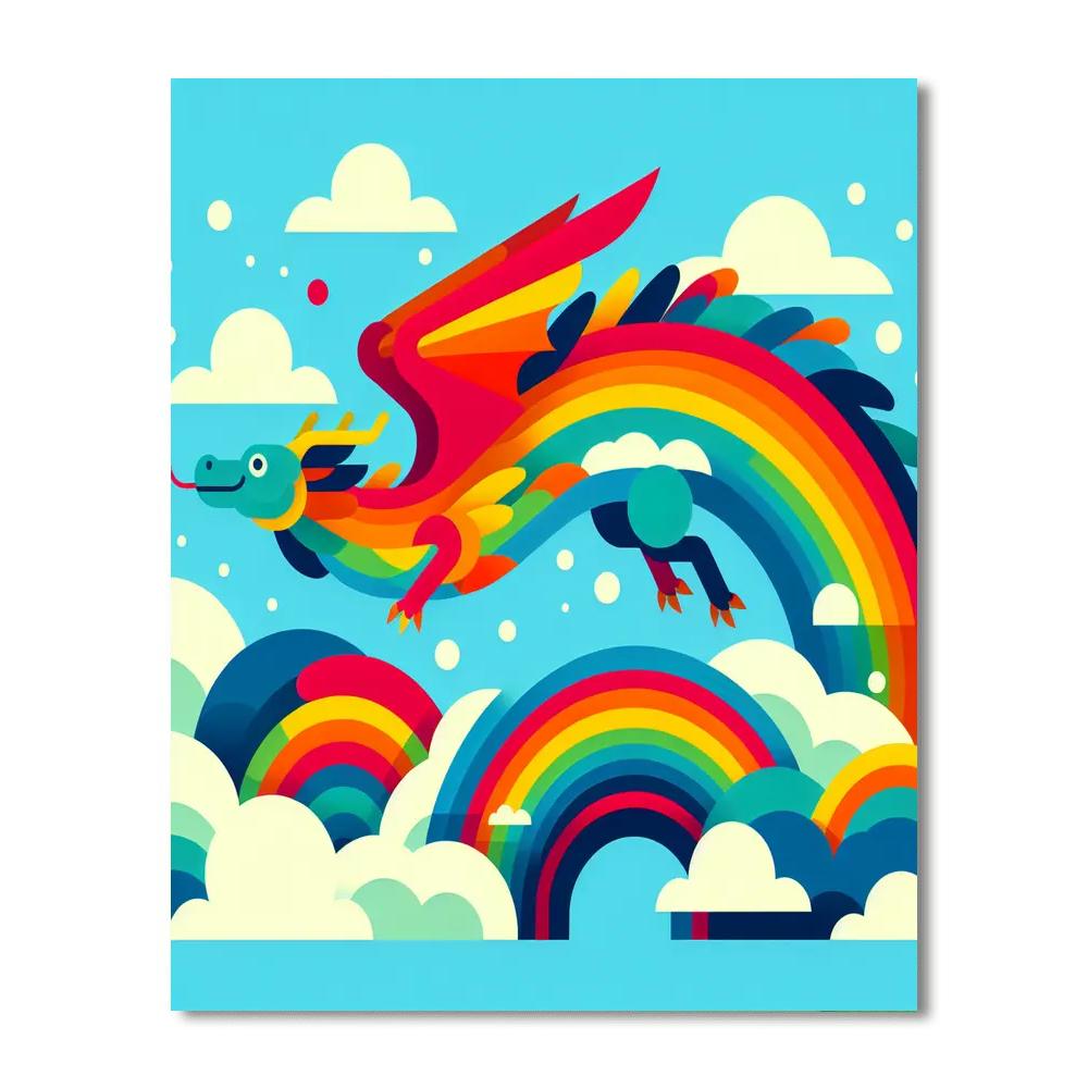 Rainbow Dragon Flight Paint By Numbers Art