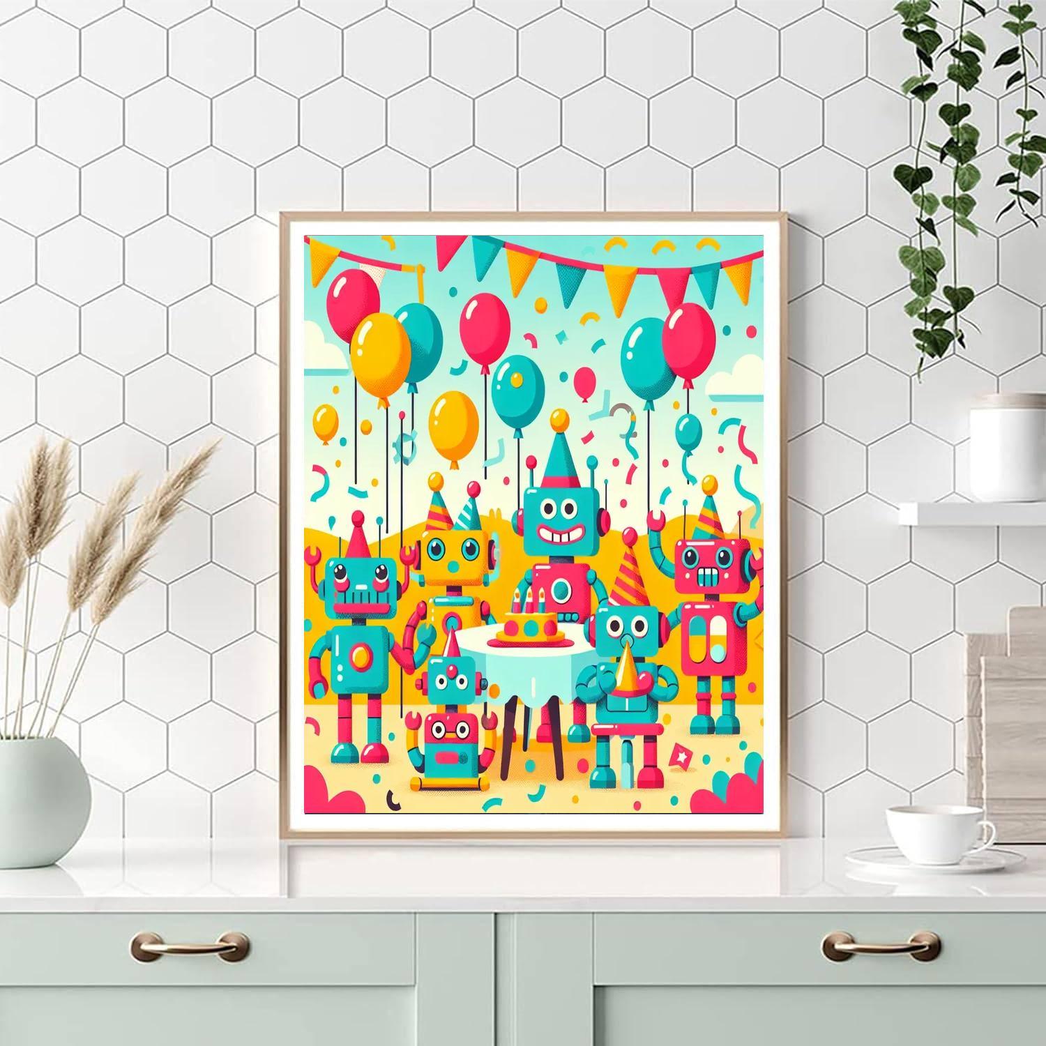 Joyful Robot Party Paint By Numbers Kits