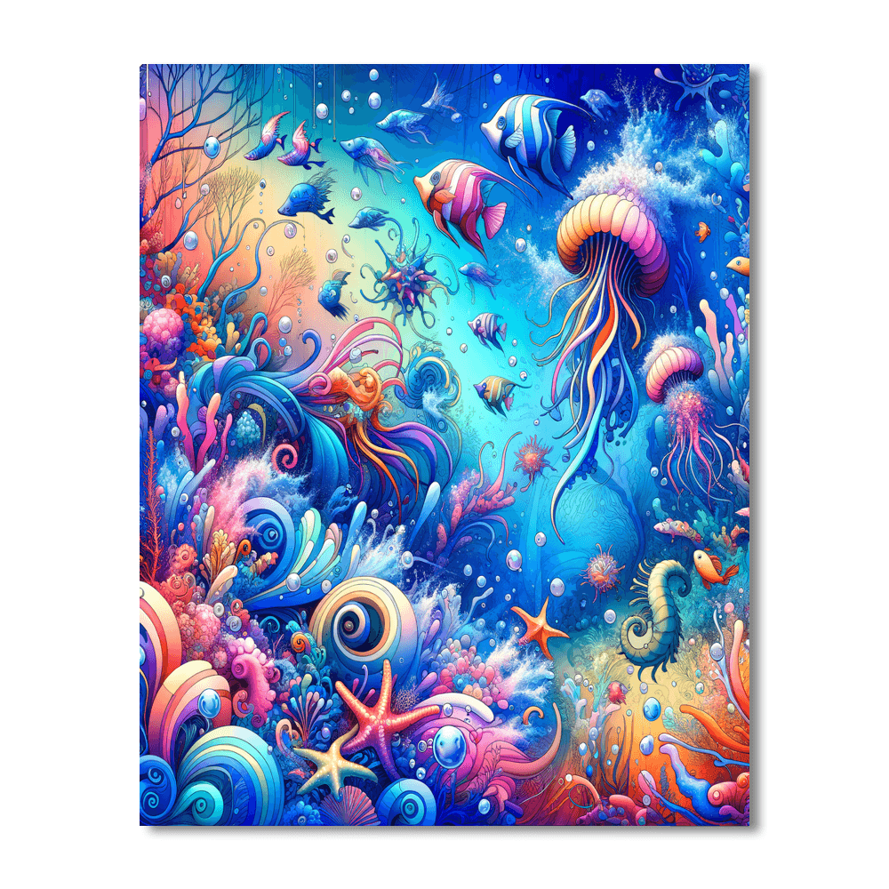 Bubbly Underwater World Painting Number Kit