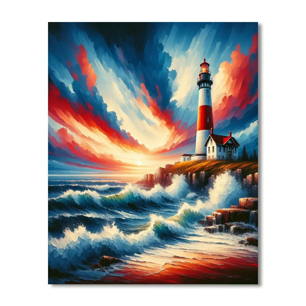 Charming Lighthouse Beacon DIY Paint By Numbers
