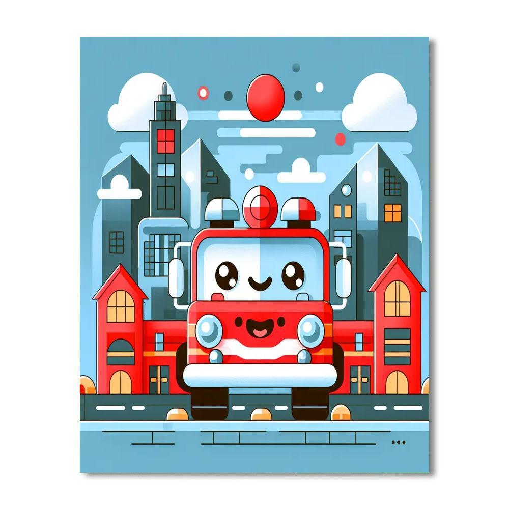 Cheery Firetruck Painting By Numbers Kit