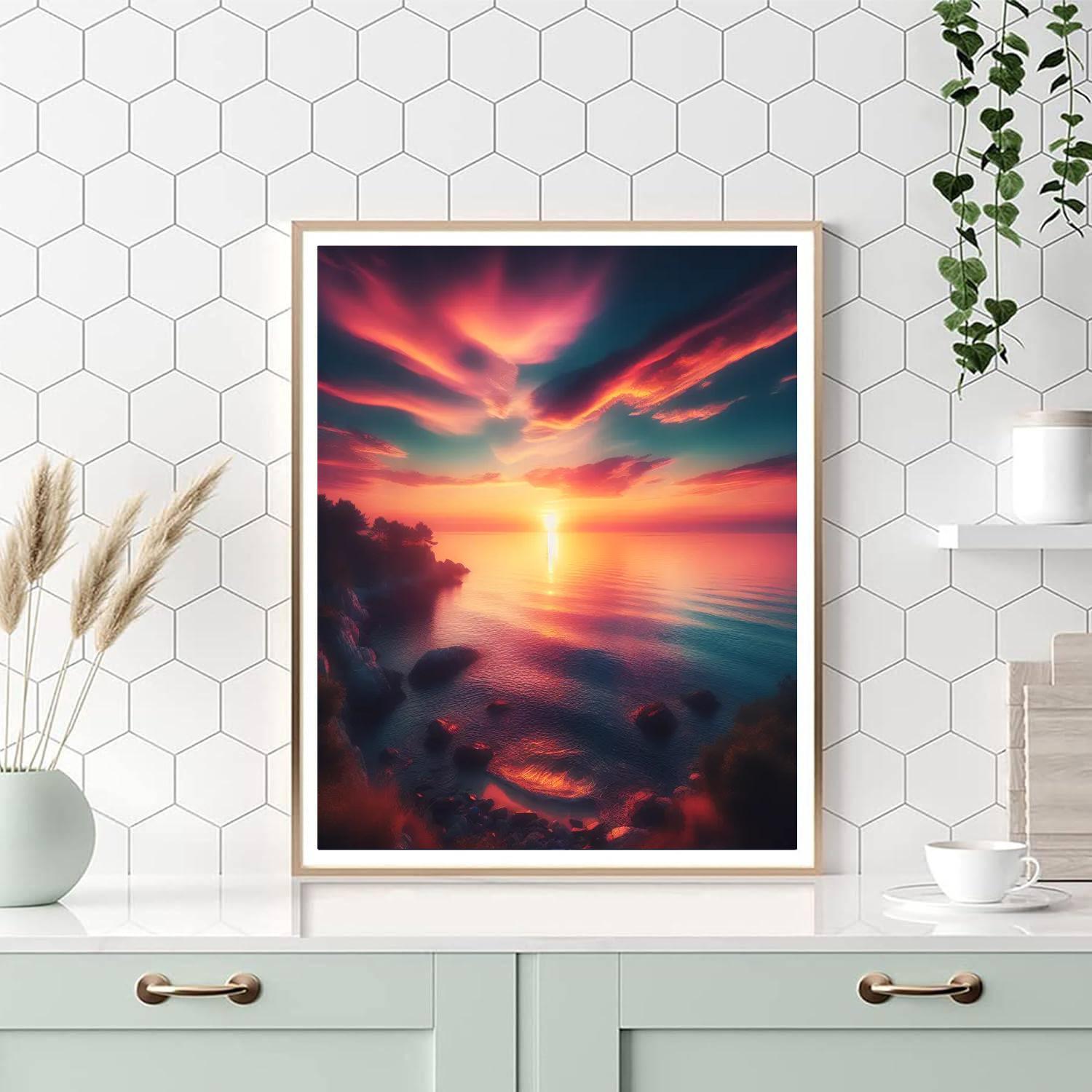 Beautiful Ocean Sunrise Painting Number Kit