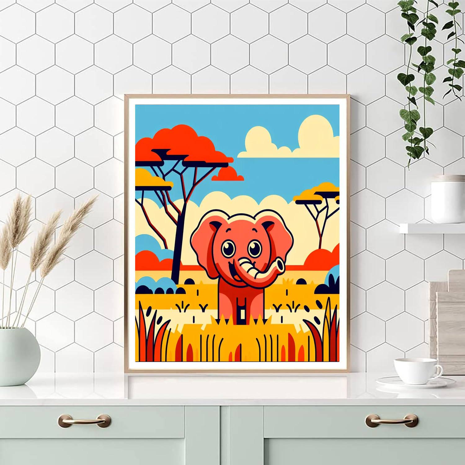 Cheery Elephant's Savannah Joy Paint By Color
