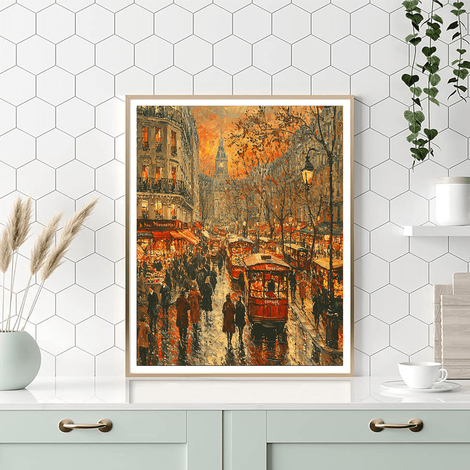 Camille Pissarro Inspired Lively Urban Street Scene  Numbered Painting Kits
