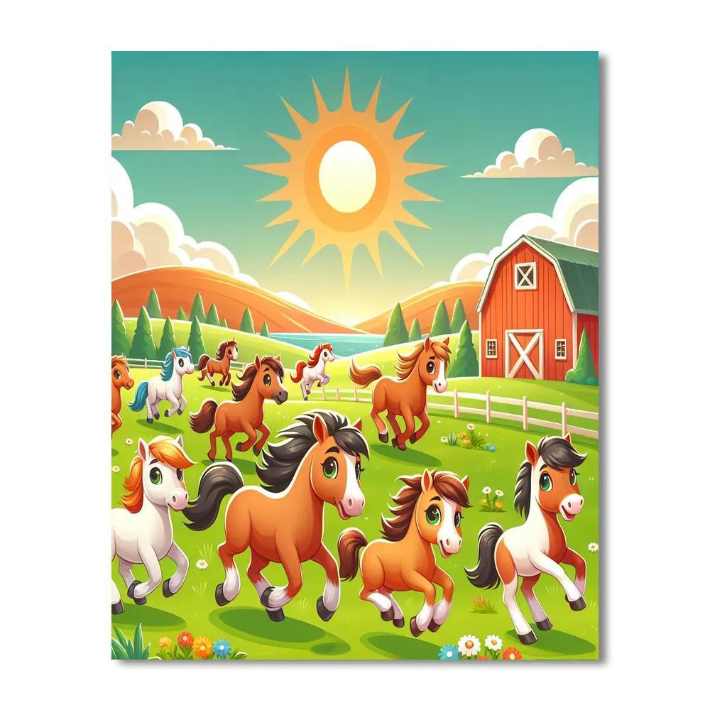 Giddy Up Horse Ranch Paint By Number
