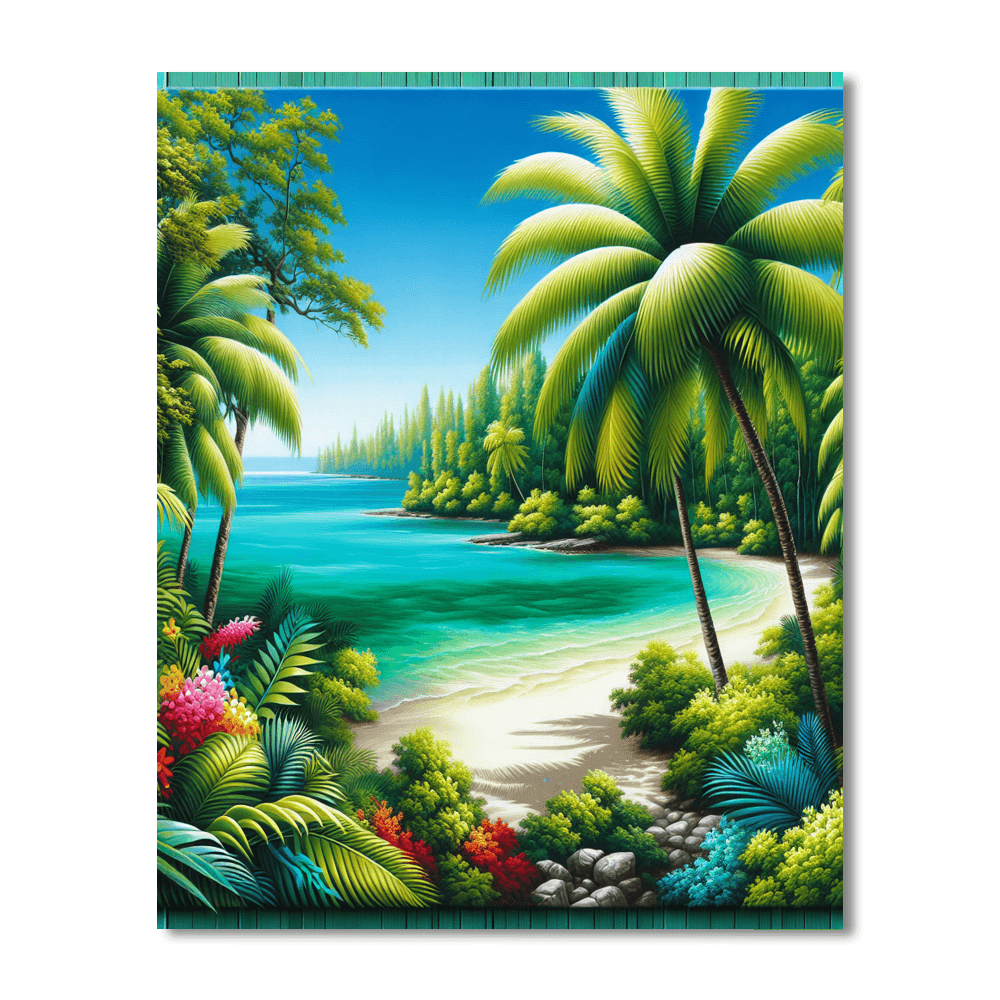 Tranquil Tropical Lagoon Number Painting