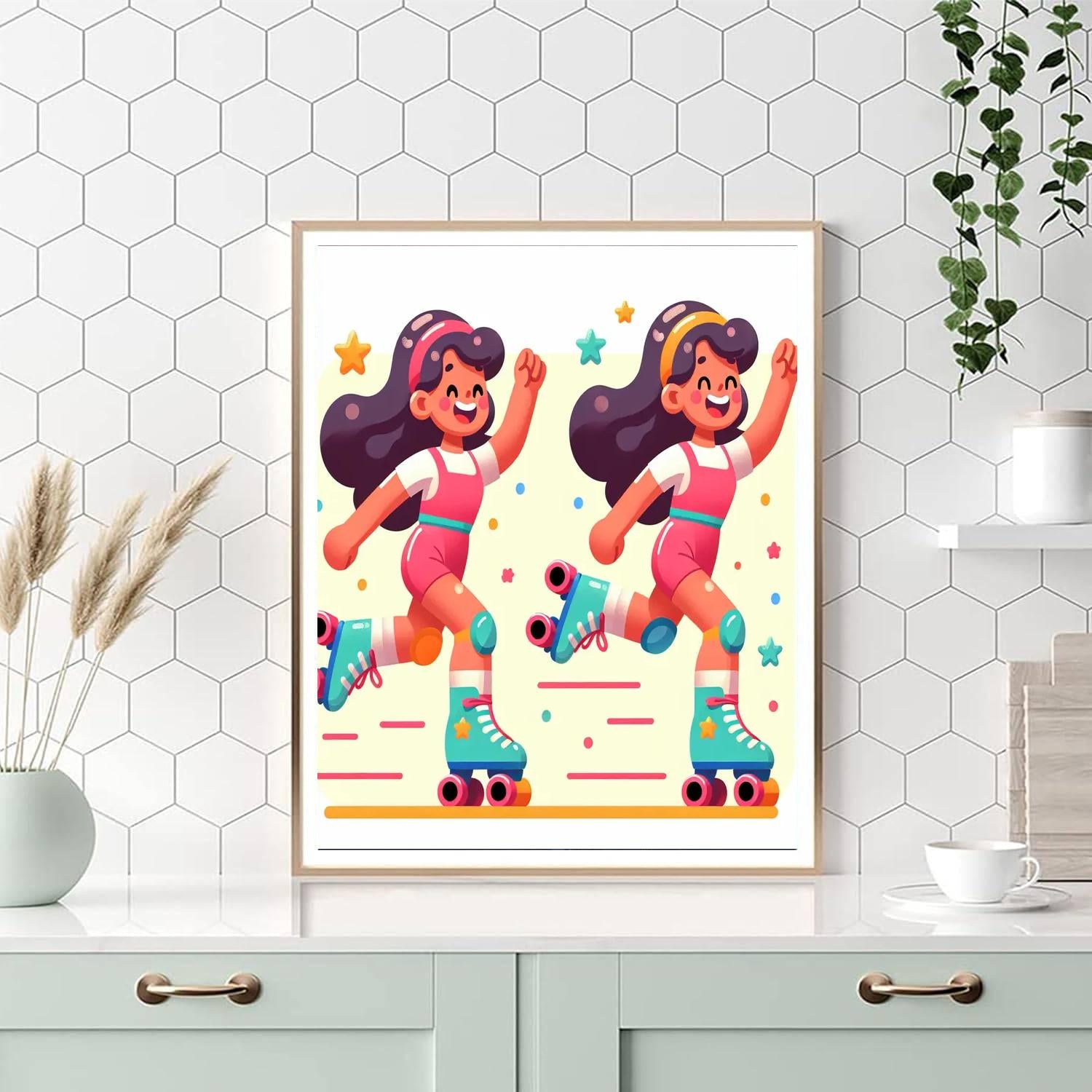 Happy Roller Skater Numbered Painting Kits