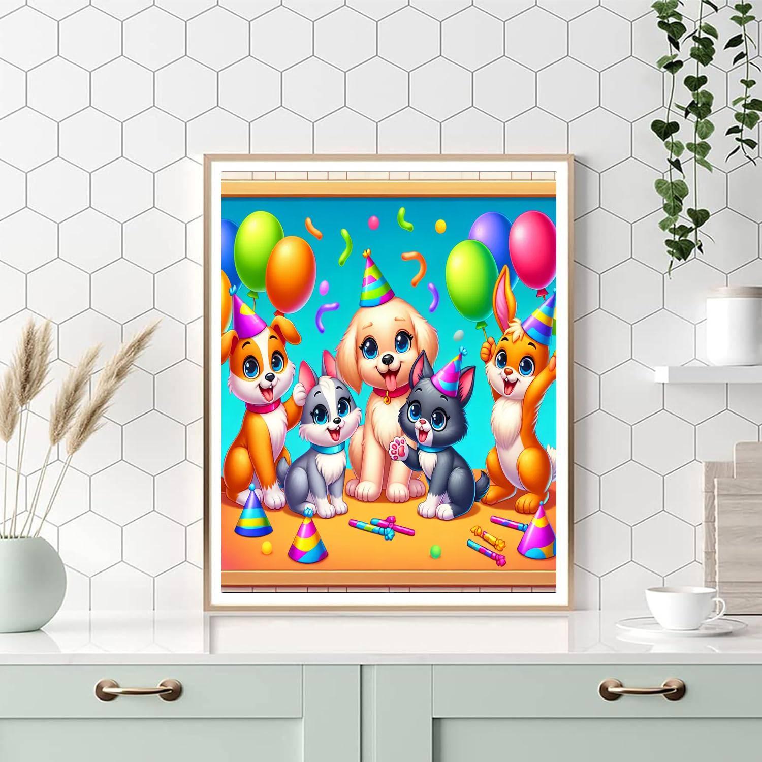 Playful Pet Party Paint By Numbers Art