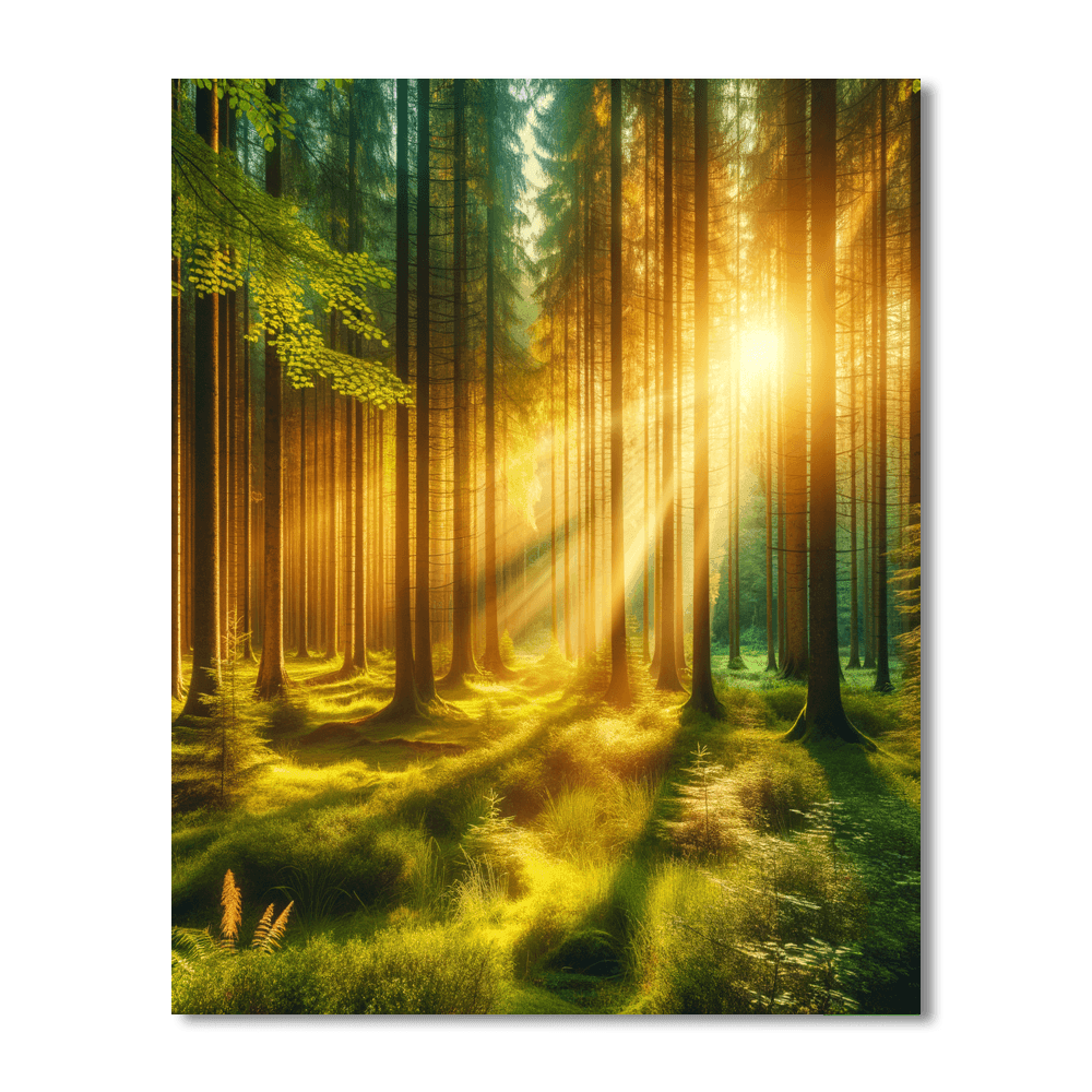 Rays Of Sunshine Through Trees Number Painting