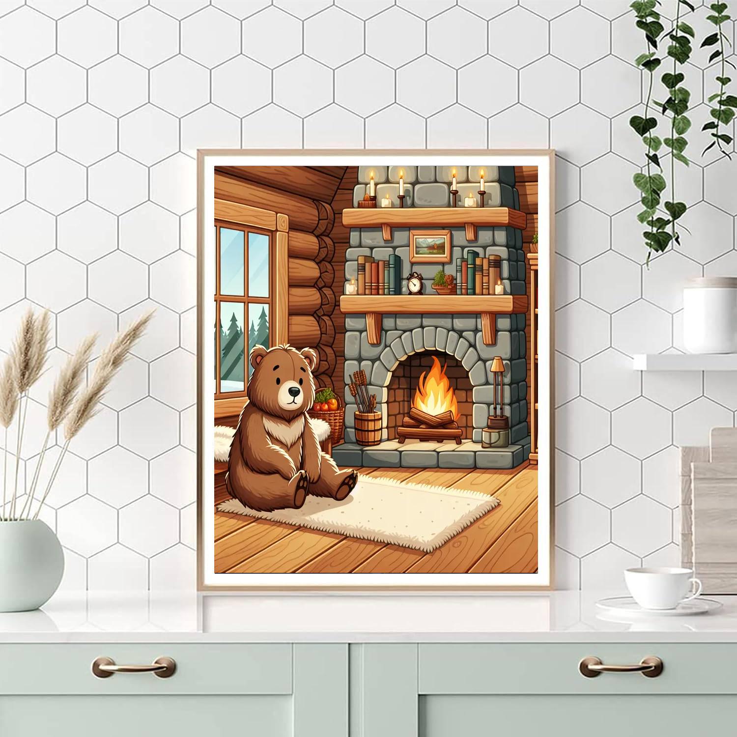Bear's Cozy Winter Retreat Number Painting