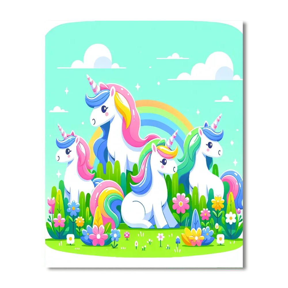 Rainbow Unicorn Meadows Painting By Numbers Kit