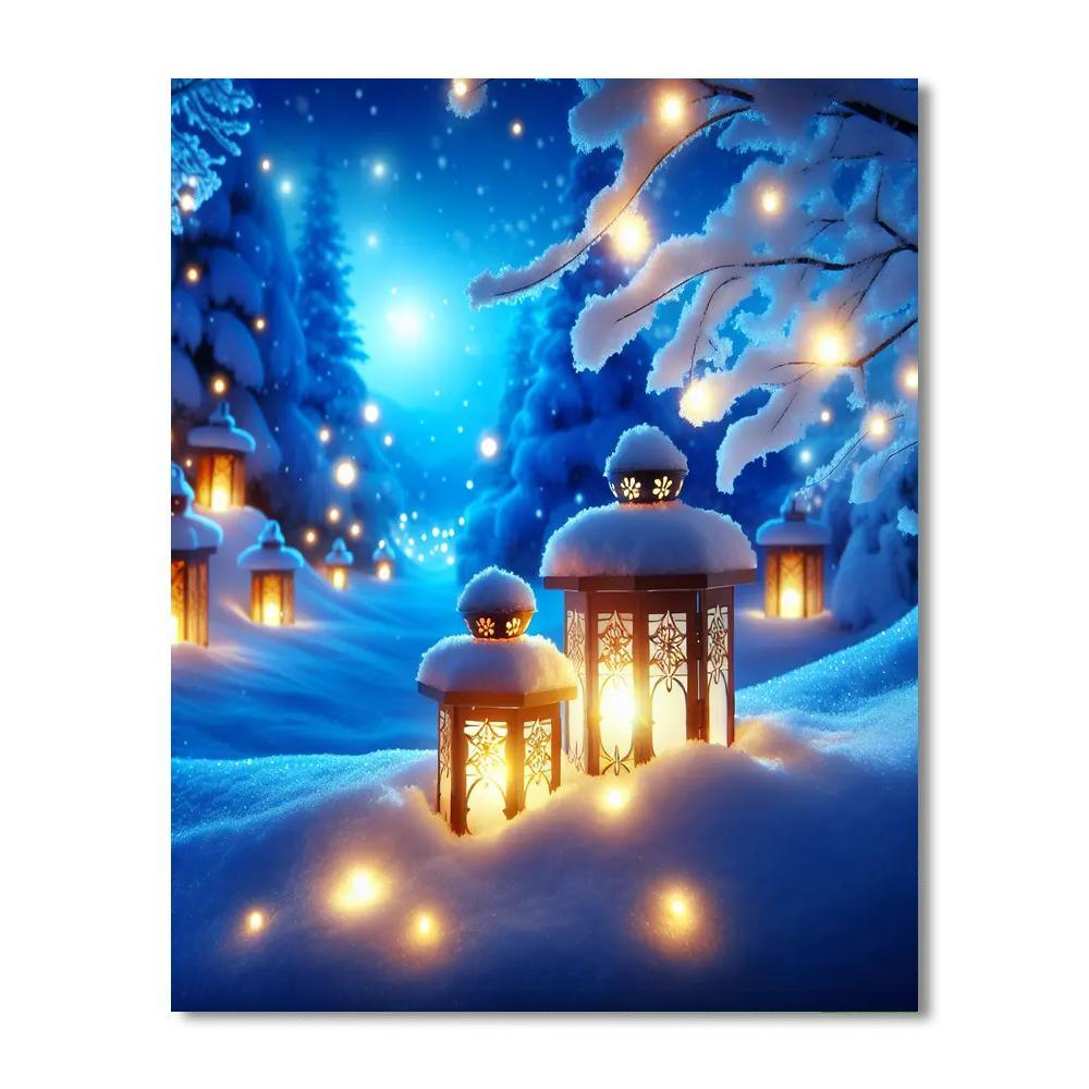 Glowing Winter Lanterns Paint By Numbers Art