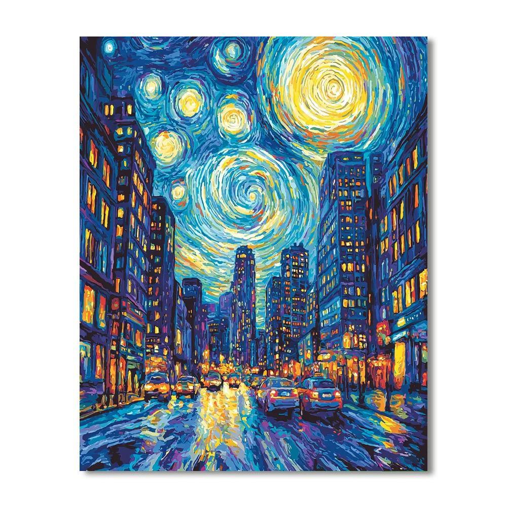 Vincent Van Gogh Inspired Electric Cityscape  Painting By Numbers Kit