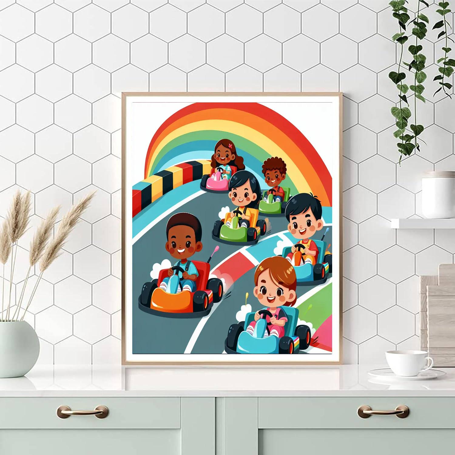 Rainbow Race Track Numbered Painting Kits