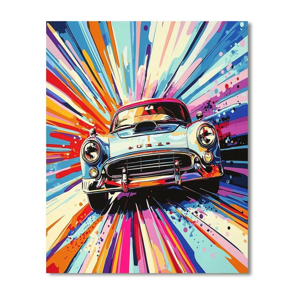 Andy Warhol Inspired Vintage Automobile Charm  Painting Number Kit