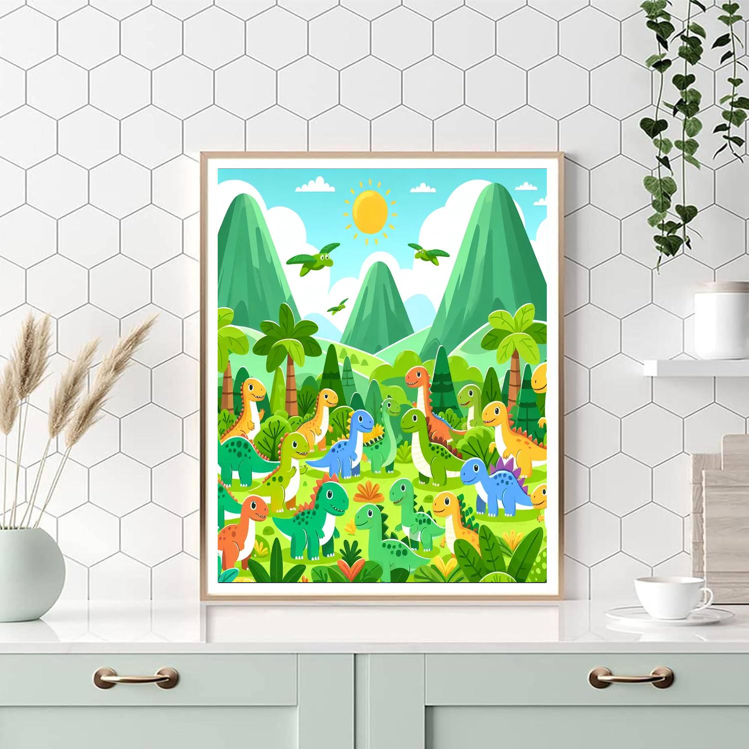 Friendly Dinosaur Encounter Numbered Painting Kits