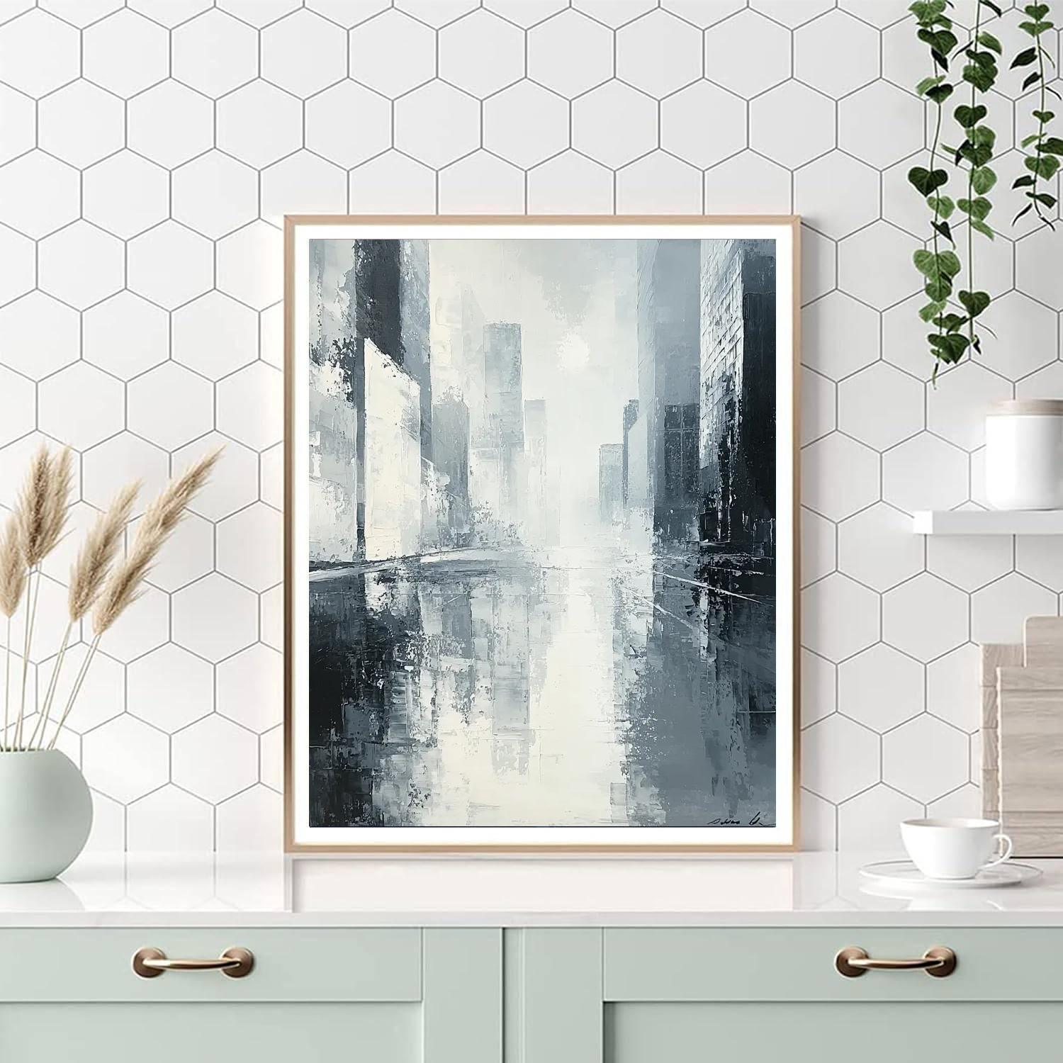 Edward Hopper Inspired Reflective Urban Landscape  Paint By Color