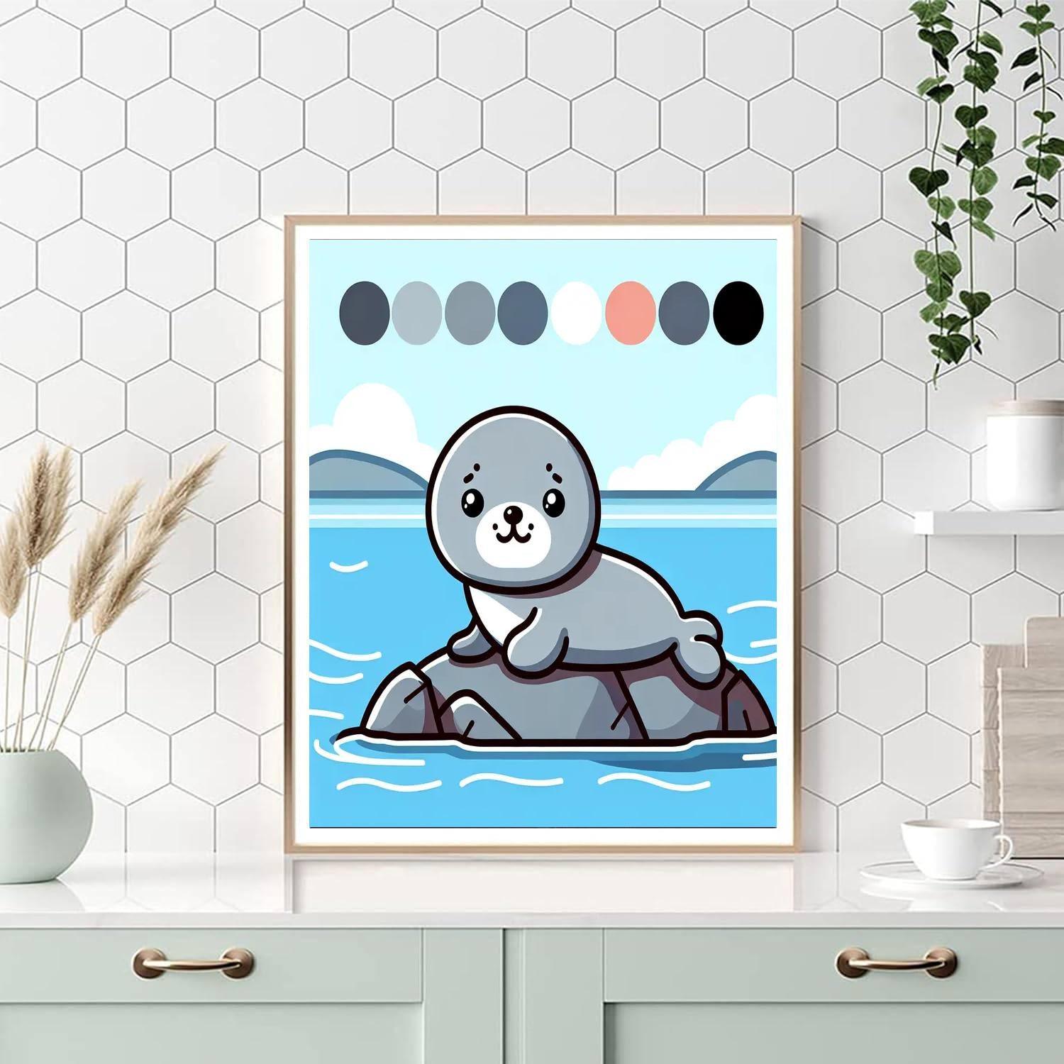Adorable Baby Seal Painting By Numbers Kit