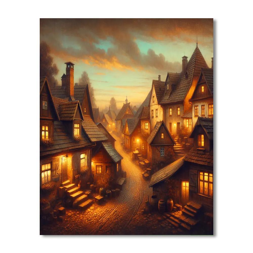 Charming Village Evening Paint By Numbers