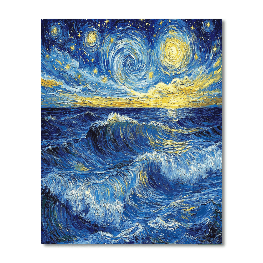 Vincent Van Gogh Inspired Starry Ocean Waves  Paint By Numbers Art