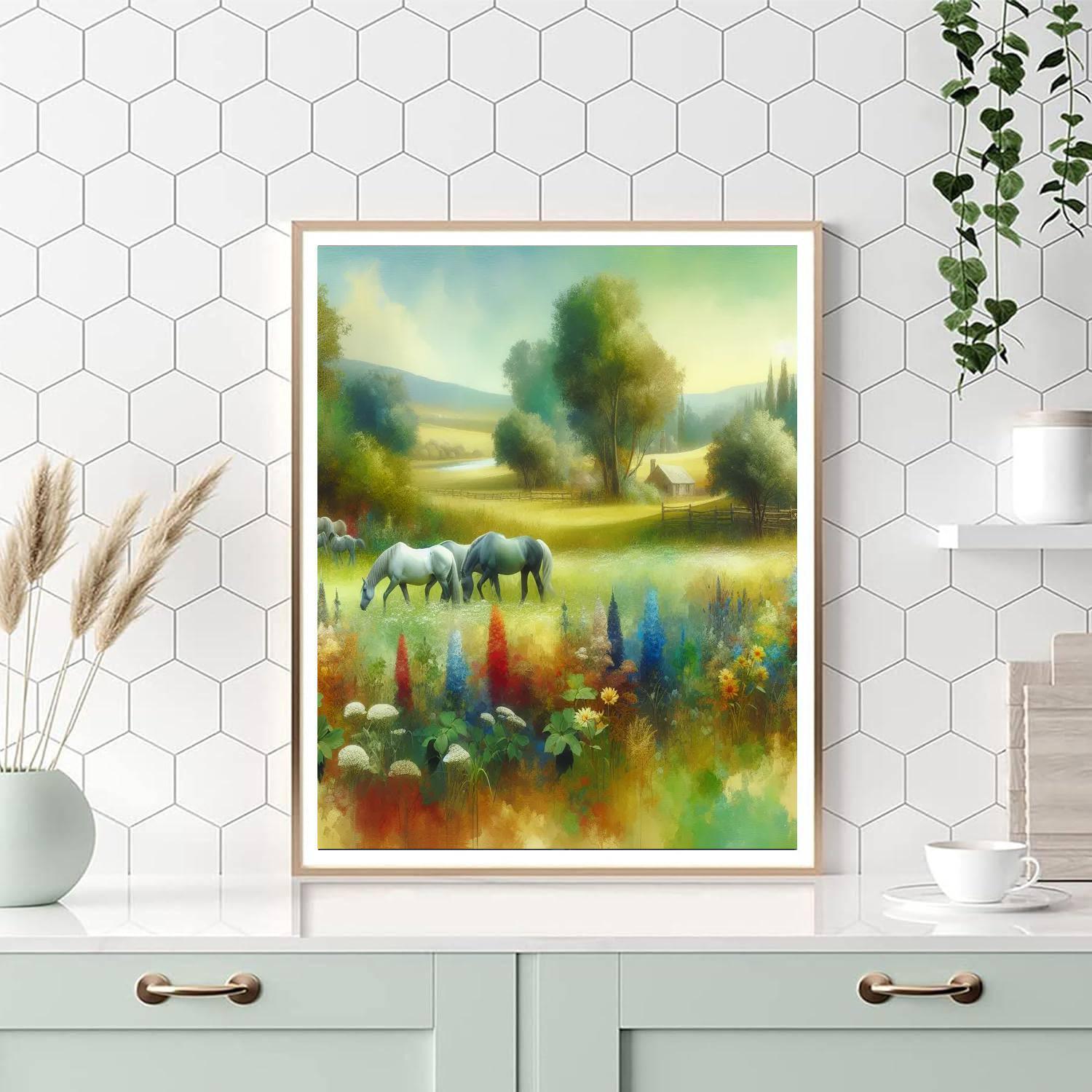 Horse Meadow Reverie DIY Paint By Numbers