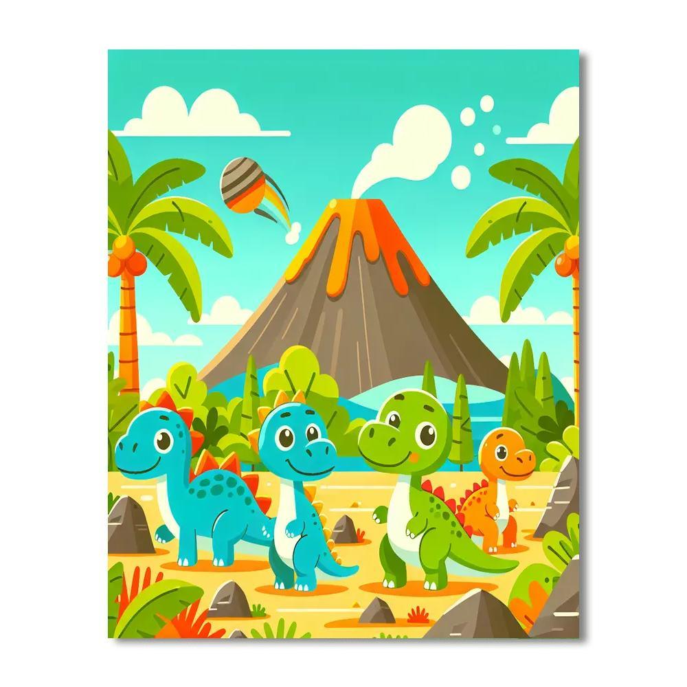 Playful Dinosaur Valley Painting By Numbers Kit