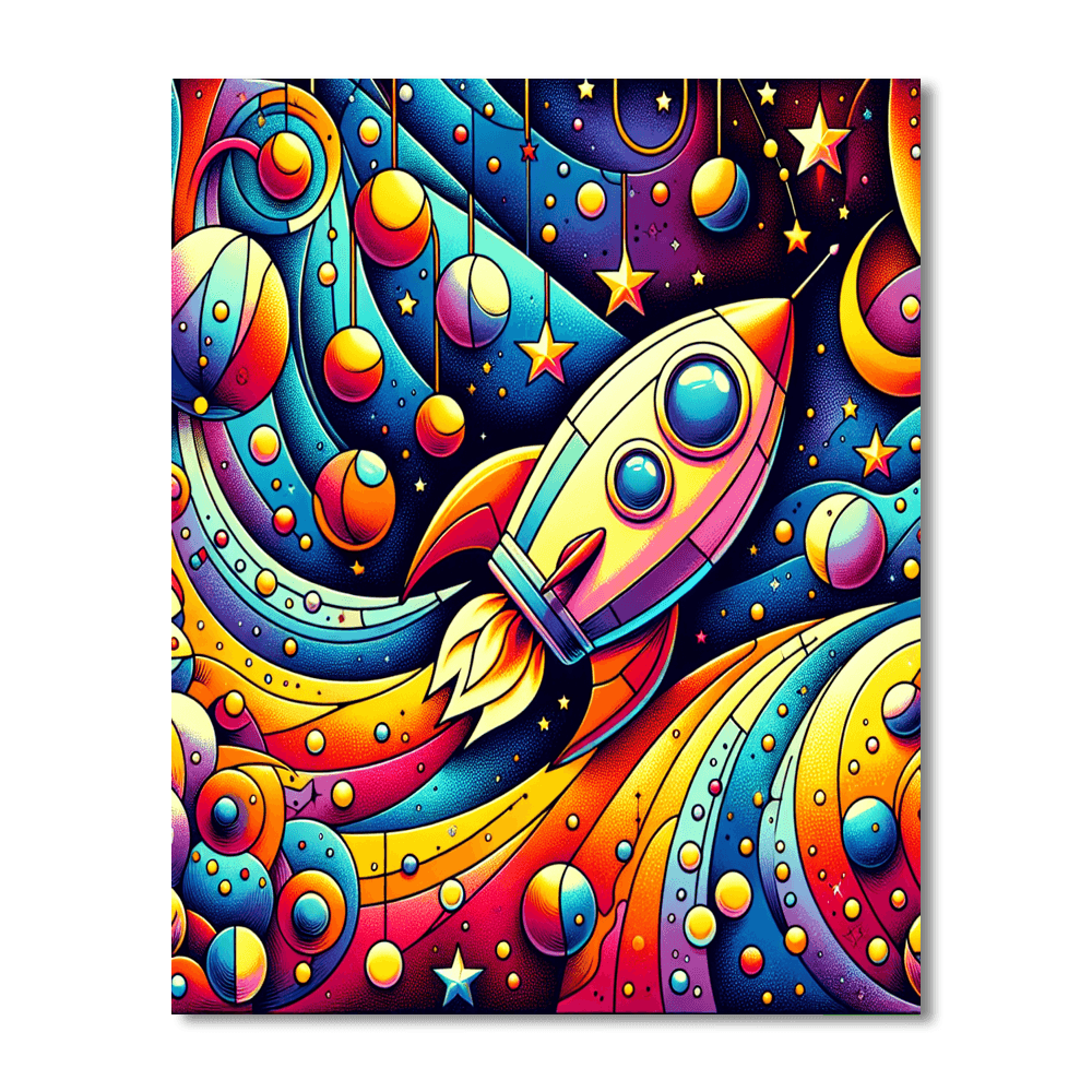 Roaring Rocket Ride Number Painting