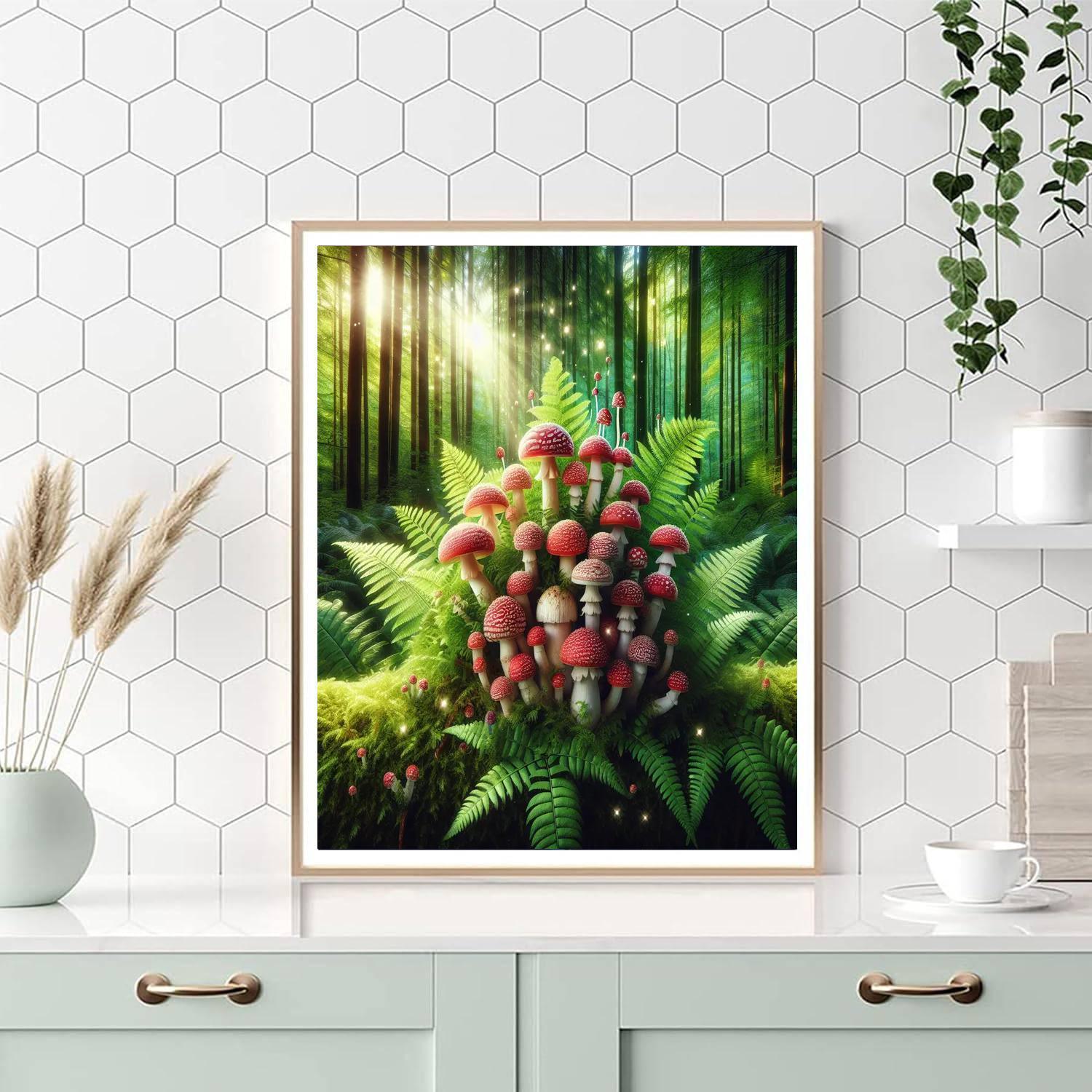 Forest Mushroom Delight Painting Number Kit