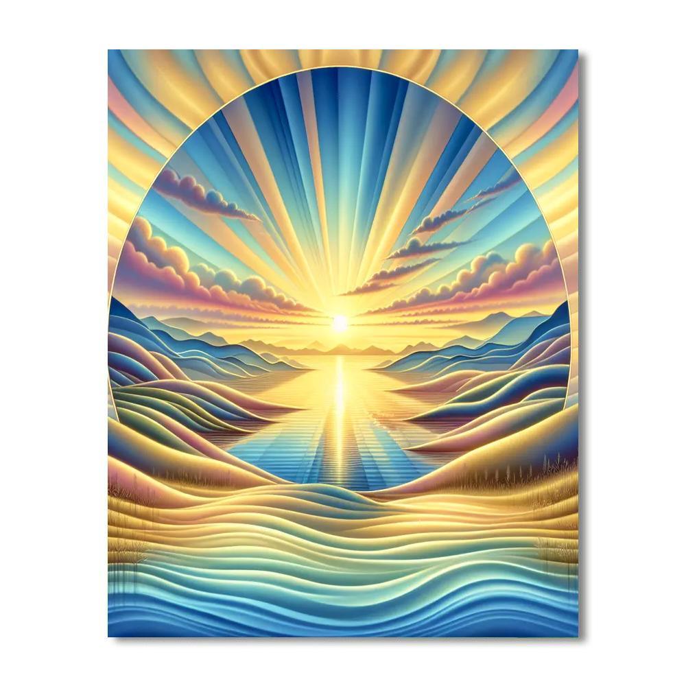 Golden Sunrise Vista Painting Number Kit