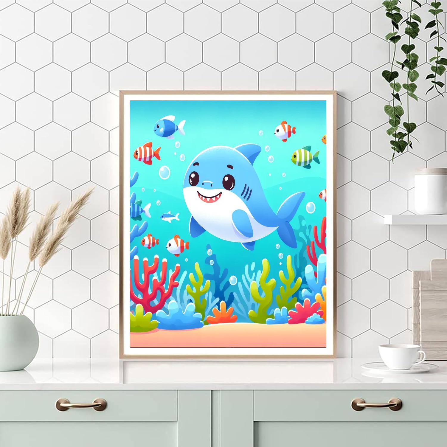 Curious Baby Shark Paint By Numbers Art