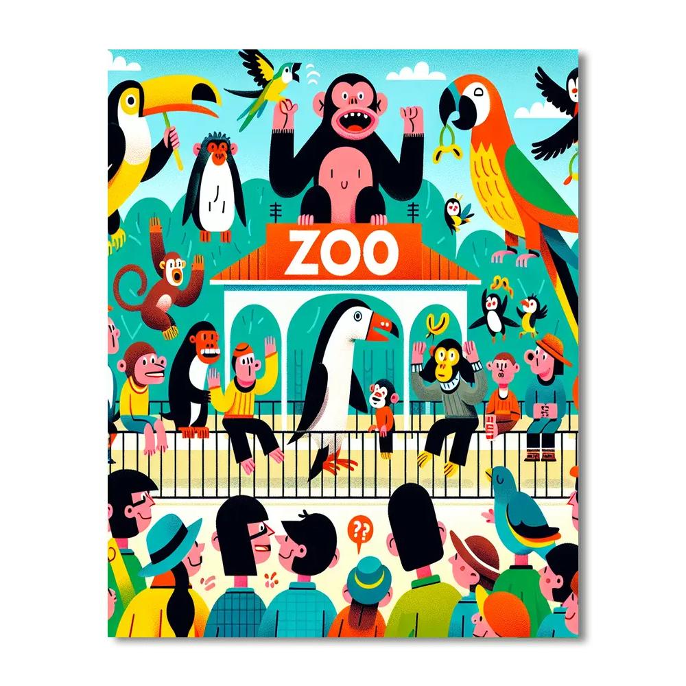 Hilarious Zoo Day Out Paint By Numbers Art