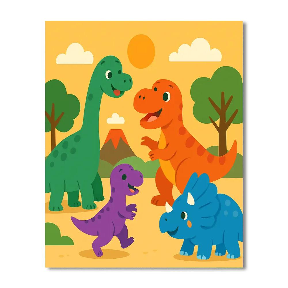 Fantastic Dinosaur Friends Paint By Numbers Art
