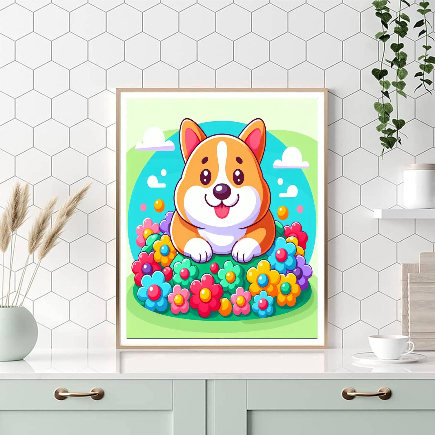 Cheerful Corgi Paint By Color