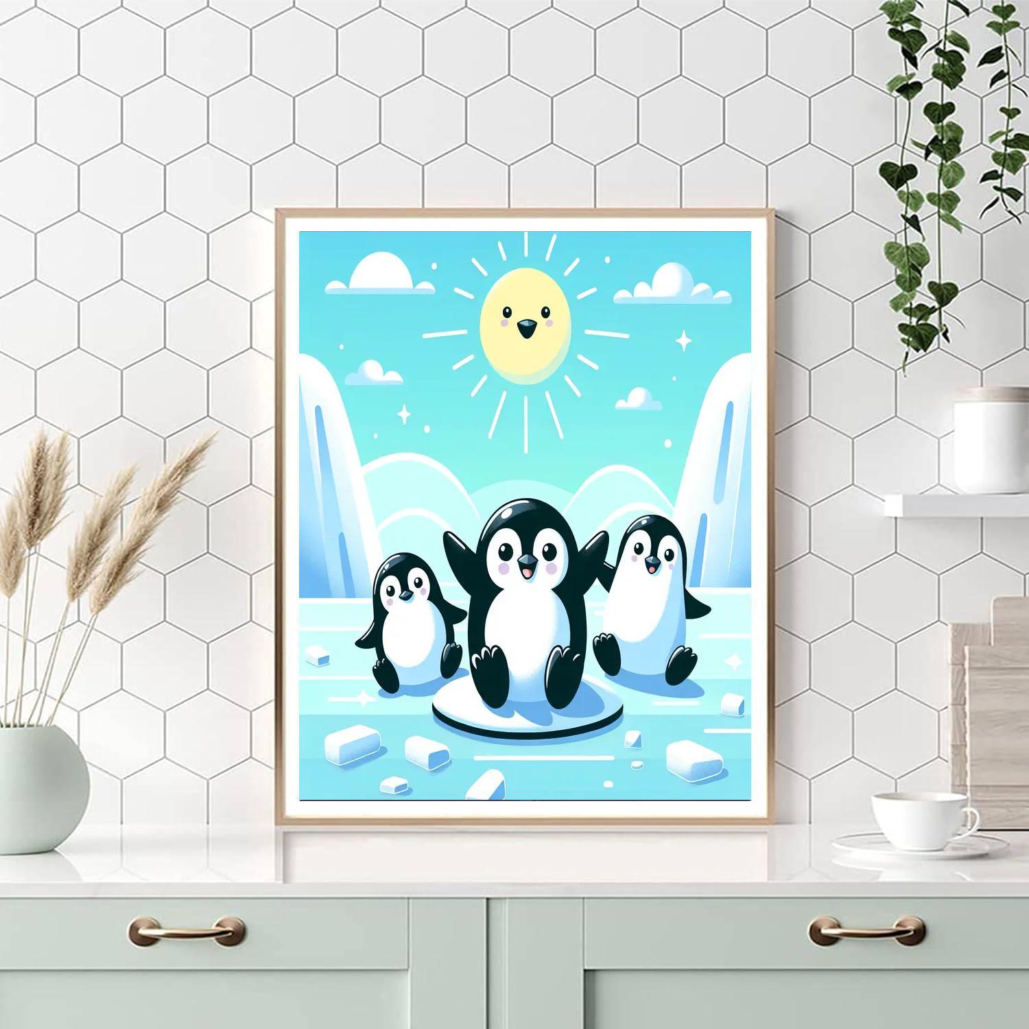 Charming Penguin Family Paint By Color