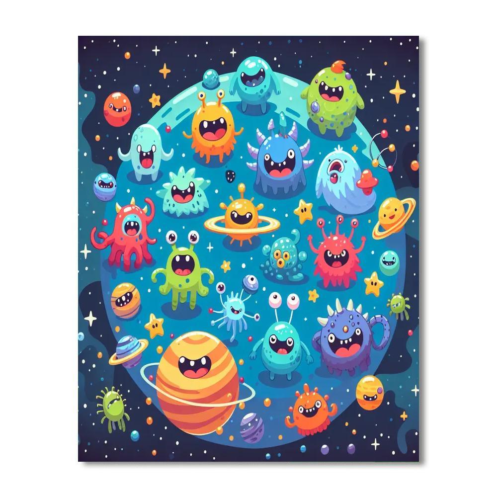 Kooky Monsters In Space Paint By Color