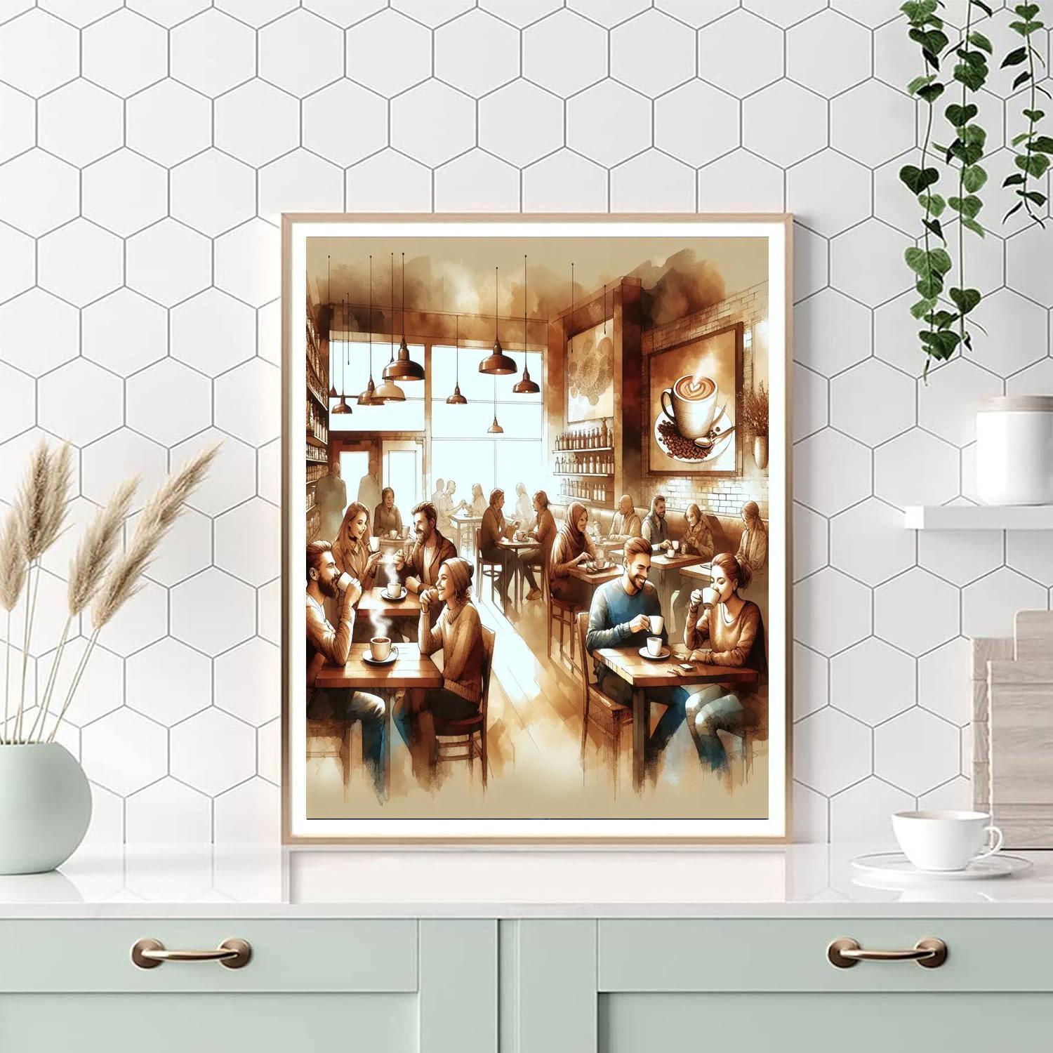 Charming Coffee Shop Escape Numbered Painting Kits