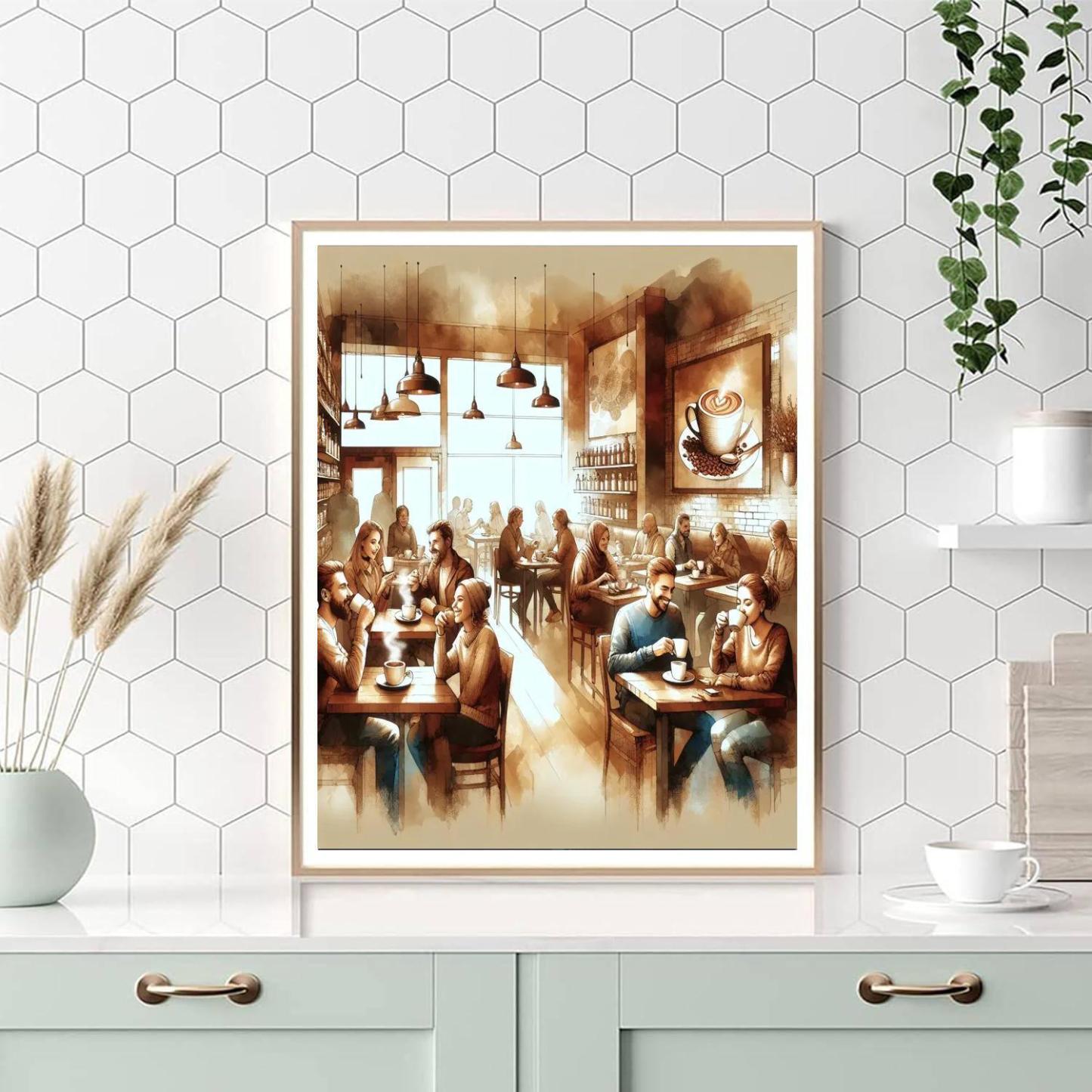 Charming Coffee Shop Escape Numbered Painting Kits