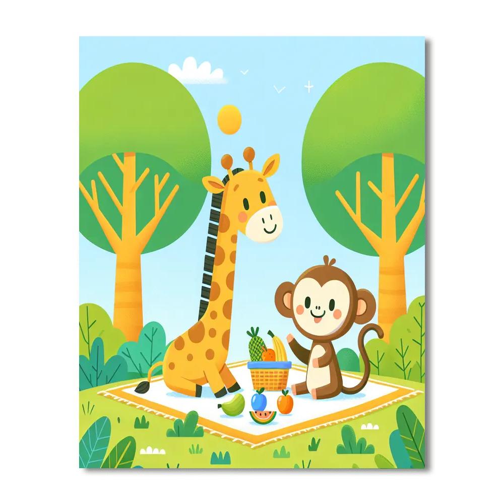 Jungle Animal Picnic Number Painting