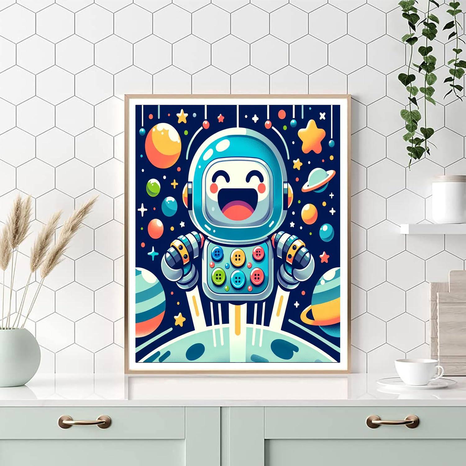 Silly Space Robot DIY Paint By Numbers
