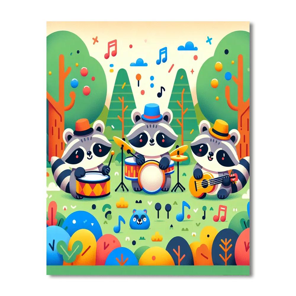 Rhythm And Rhyme Raccoons Numbered Painting Kits