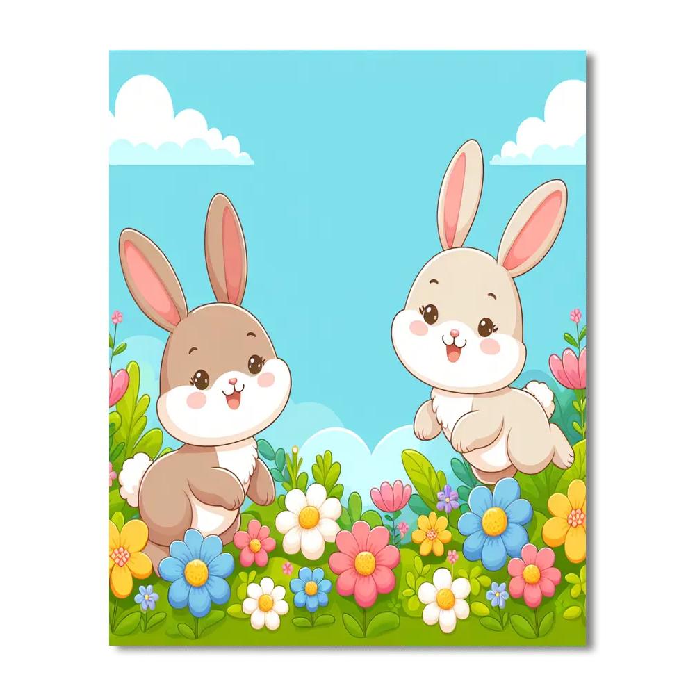 Curious Bunnies Number Painting