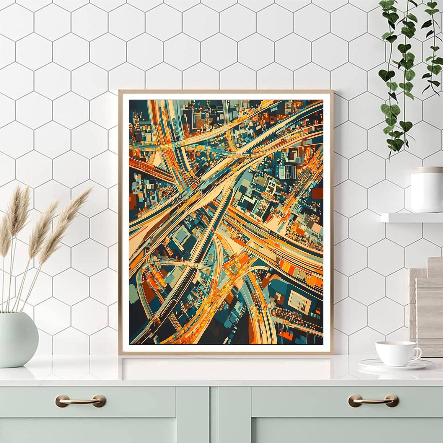 Santiago Calatrava Inspired Aerial Metropolis  Number Painting