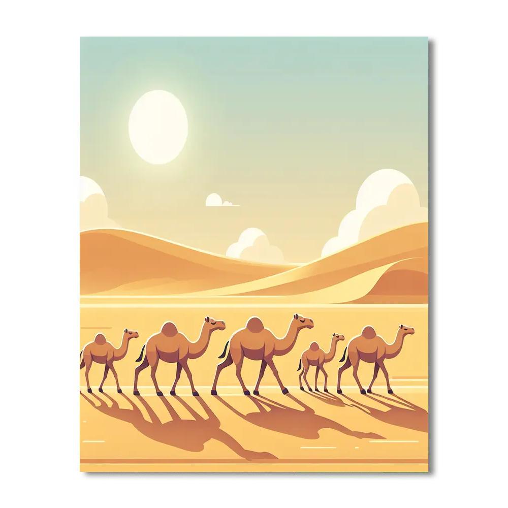 Sandy Desert Caravan Number Painting