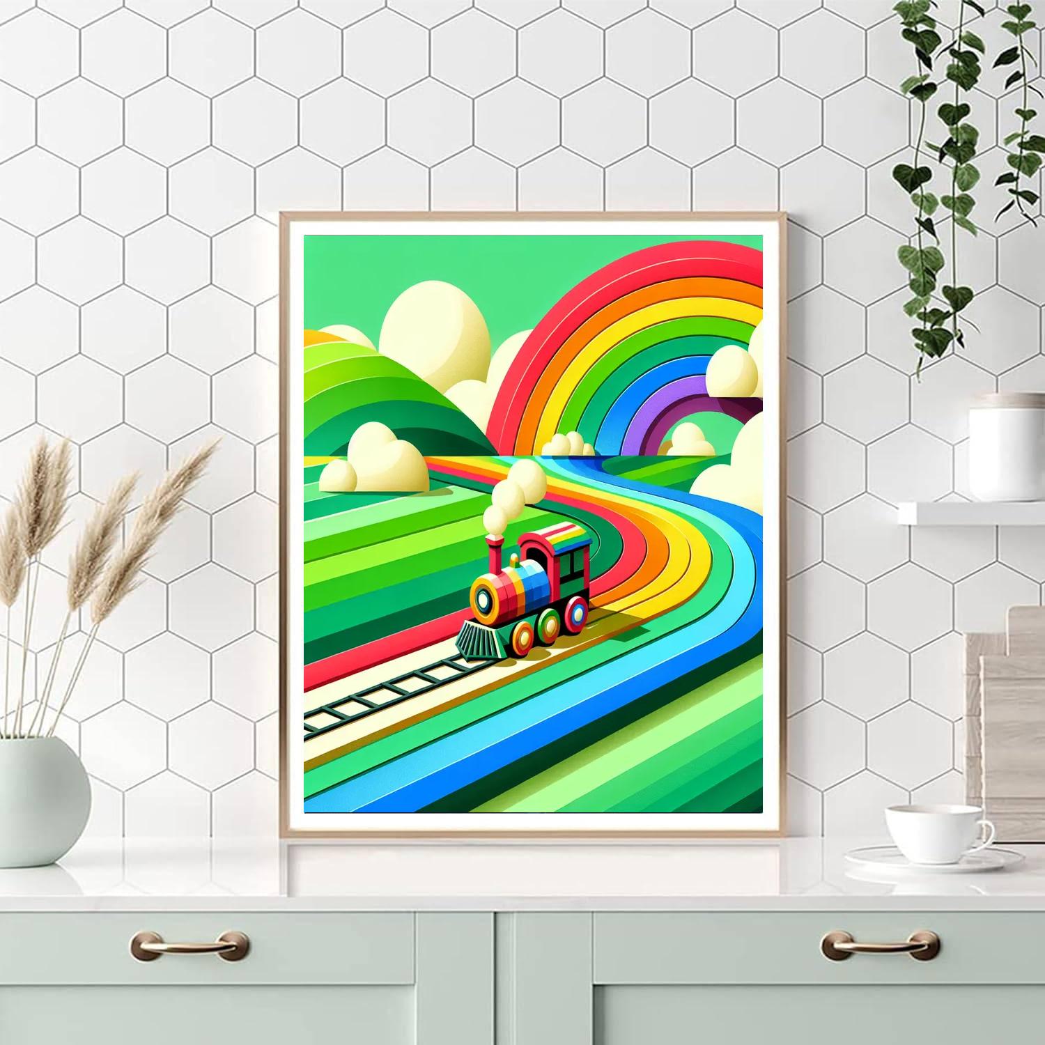 Rainbow Train Adventure DIY Paint By Numbers