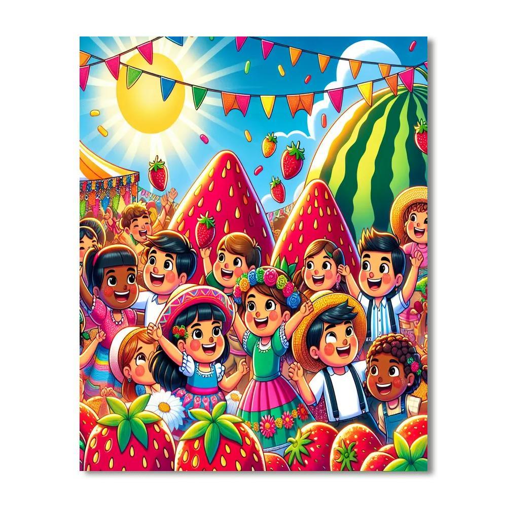 Cheerful Fruit Festival Paint By Numbers