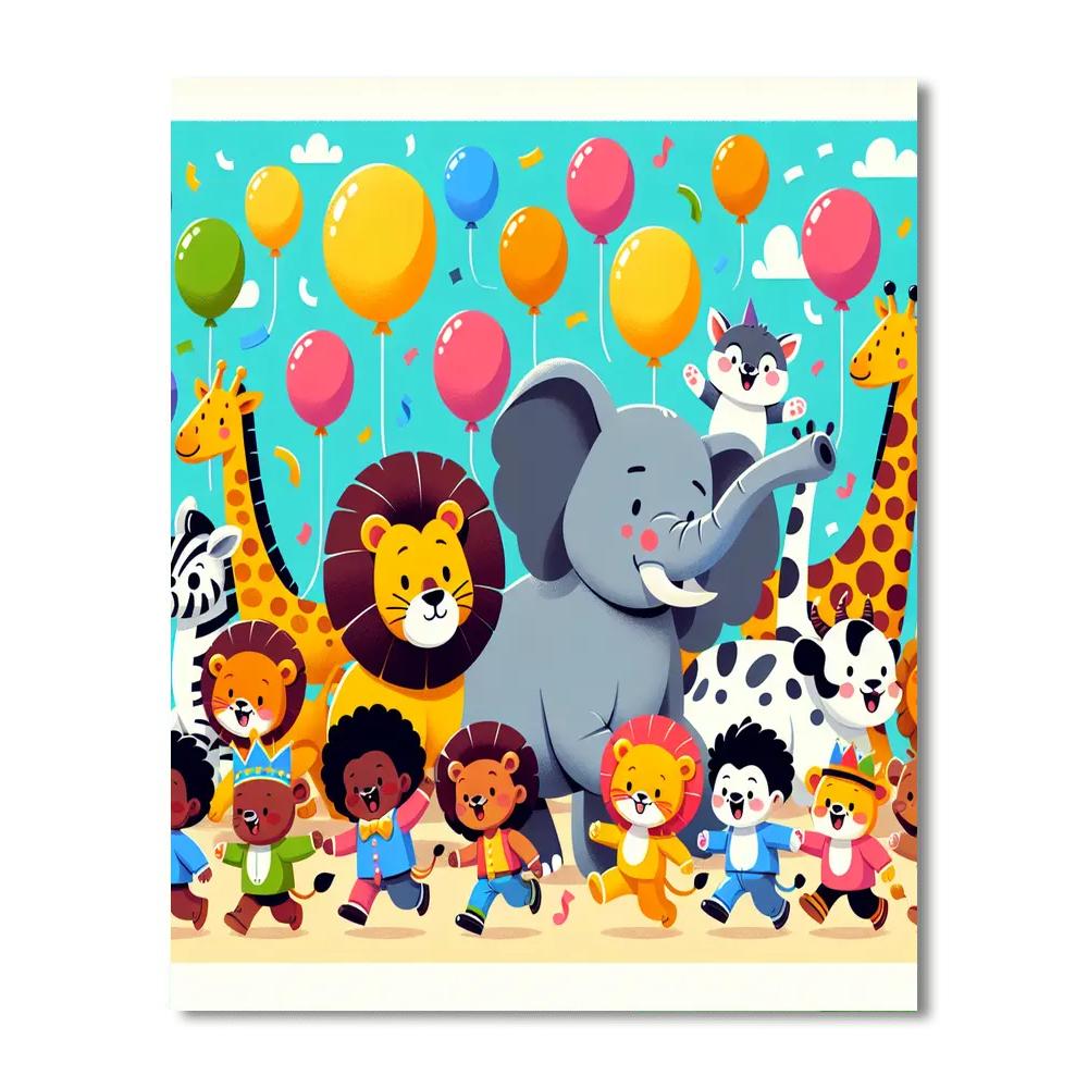Colorful Zoo Parade Numbered Painting Kits