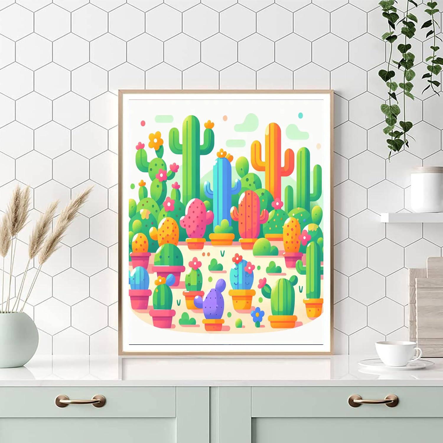 Happy Cactus Garden Numbered Painting Kits