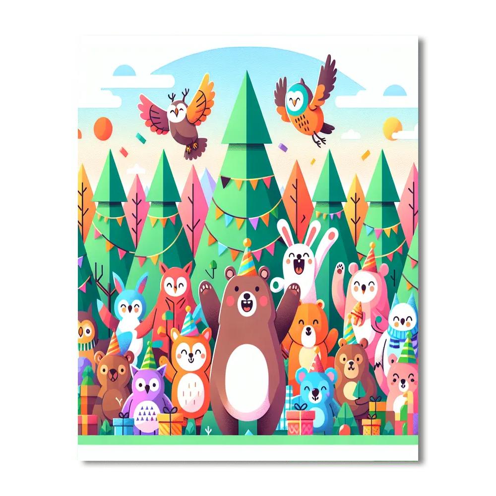 Festive Forest Friends Paint By Numbers Art