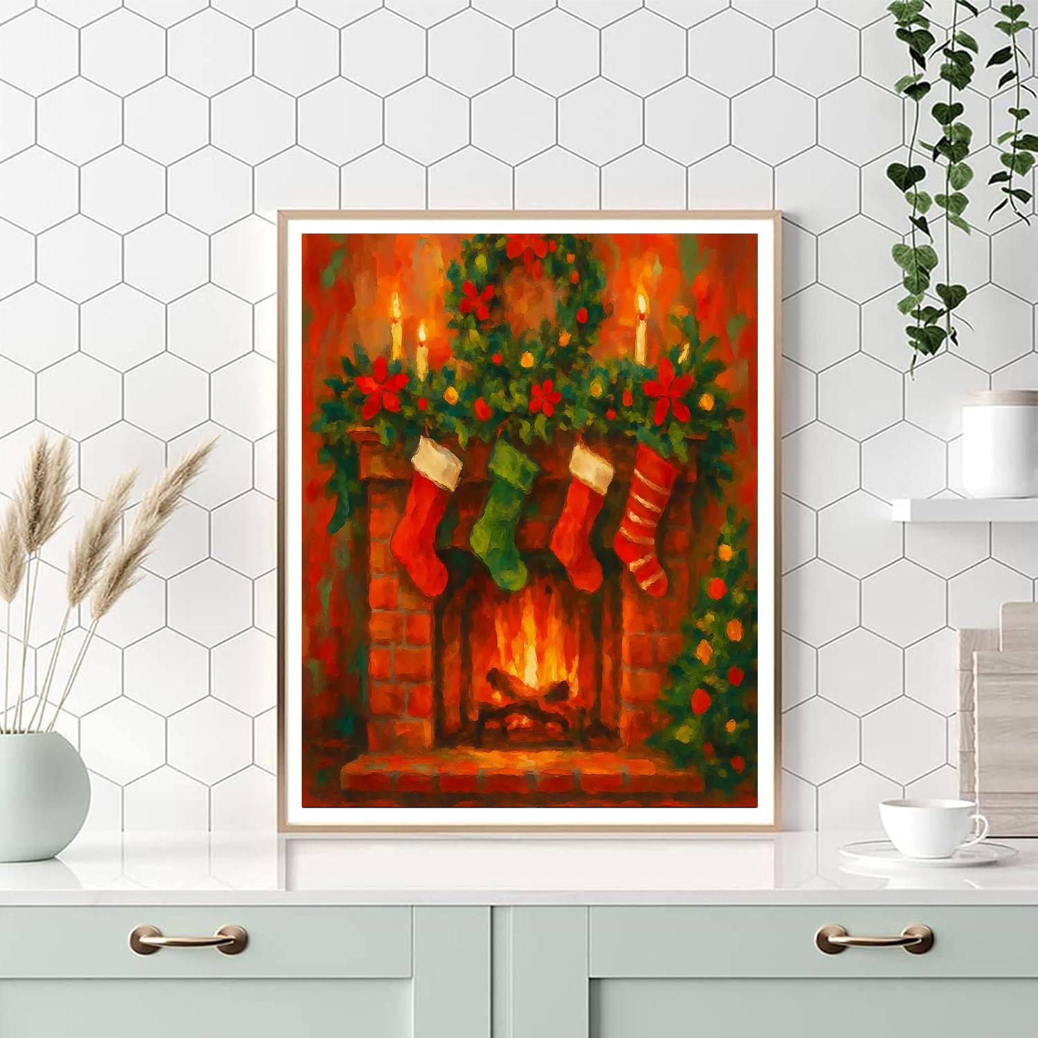 Christmas Hearth Warmth Number Painting