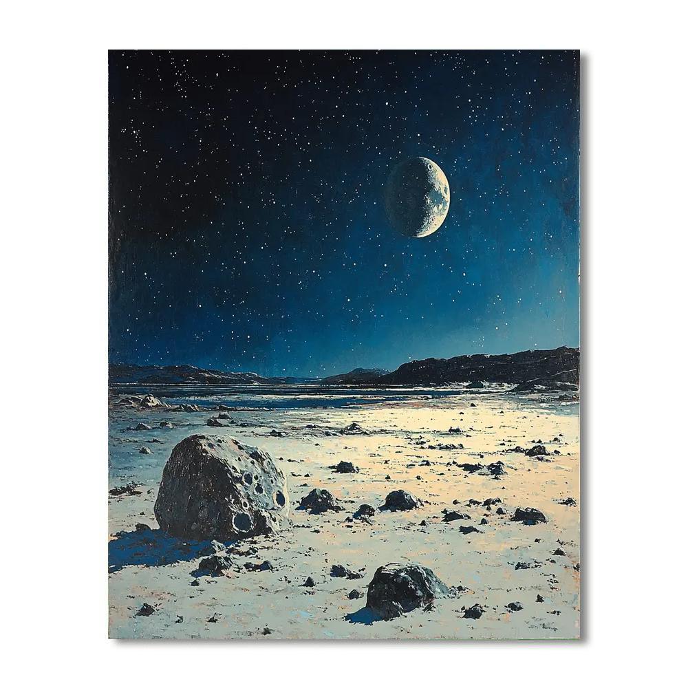 Hiroshi Yoshida Inspired Lunar Landscape Reverie  Paint By Numbers